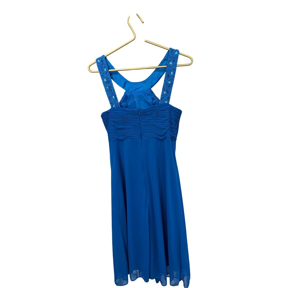 Alex Evenings Blue Halter Cocktail Dress Rhinestone 6 EUC - Picture 4 of 6
